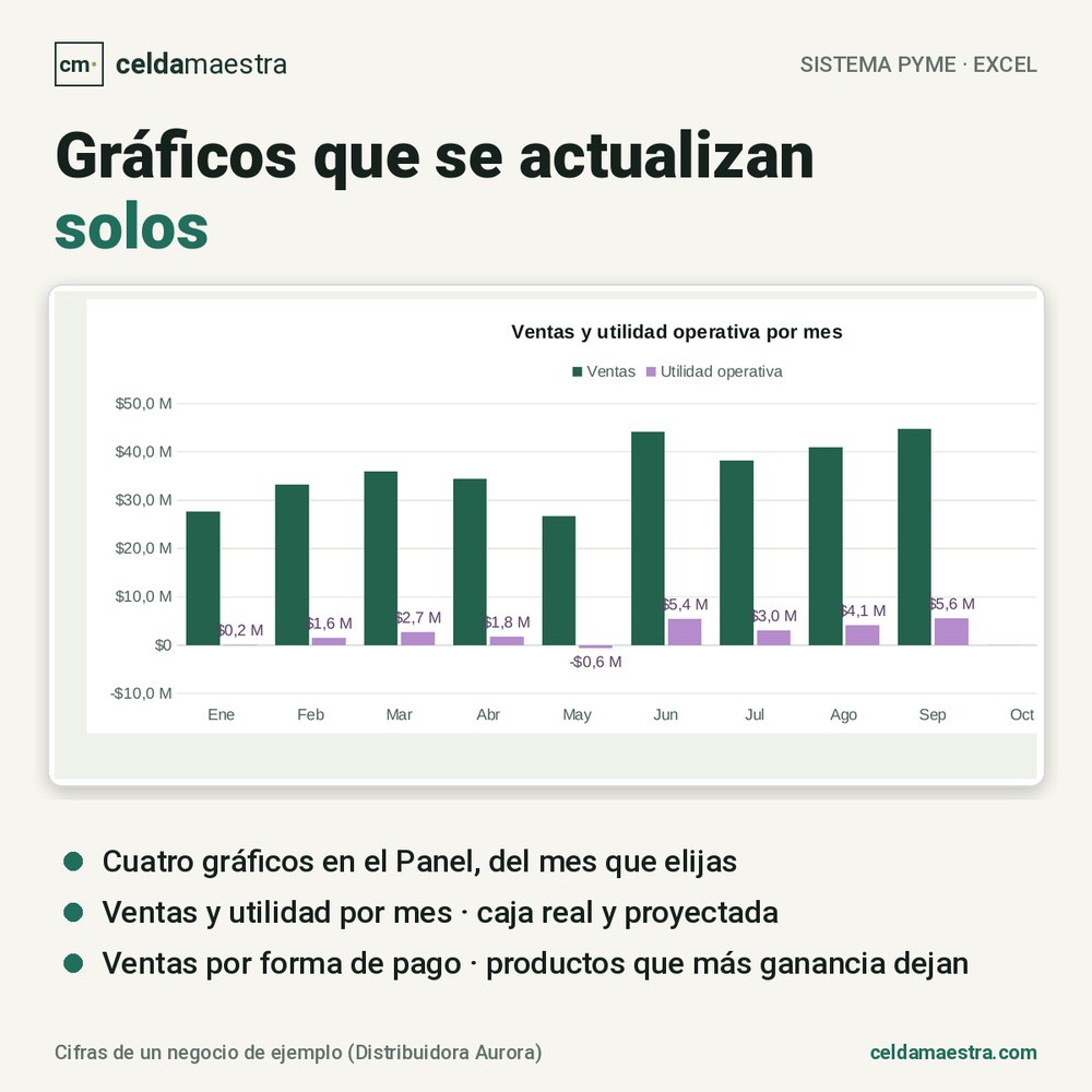 Gráfico de ventas y utilidad operativa por mes